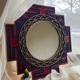 Miroirs - Mandala miroir Sri Yantra, géométrie sacrée, décoration murale en bois - BHDECOR