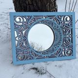 Mirrors - Art Deco Moon Wall Mirror, Black Mirror, Wood Frame Mirror - BHDECOR