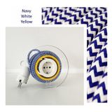 Design objects - Extension Cord for 2 Plugs - Navy & White & Yellow - OH INTERIOR DESIGN