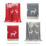 Throw blankets - Deer Pure Cotton Throw - Available in Red and Soft Grey - 130 x 190 cm - J.J. TEXTILE LTD