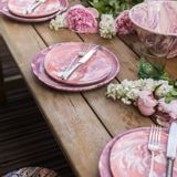 Decorative objects - NYMPHE IOM pink ceramic plate exists in several sizes - IOM INES-OLYMPE MERCADAL