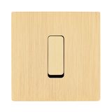 Decorative objects - Flat Button M in Brushed Brass on Single Cover Plate in Brushed Brass - MODELEC