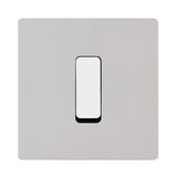 Objets design - Bouton Plat M en Blanc sur Plaque Simple en Nickel Sablé - MODELEC