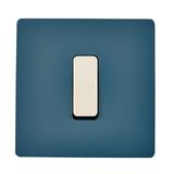 Objets de décoration - Bouton Plat M en Ivoire sur Plaque Simple en Bleu RL - MODELEC