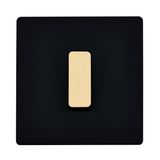 Decorative objects - Flat Button M Brushed Brass on Single Plate in Matte Black - MODELEC