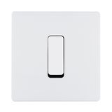 Objets de décoration - Bouton Plat M en Blanc sur Plaque Simple en Blanc Mat - MODELEC