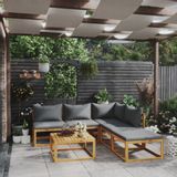 Footrests - vidaXL 6 Piece Garden Set with Cushion Solid Acacia Wood - VIDAXL / DROPSHIPPINGXL