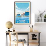 Poster - ARCACVHON VINTAGE TRAVEL POSTER | HUT TCHAN - OLAHOOP TRAVEL POSTERS