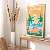 Poster - HAWAII WAIKIKI BEACH VINTAGE TRAVEL POSTER - OLAHOOP TRAVEL POSTERS