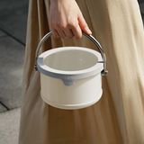 Stew pots - Stainless Steel Enamel Bento Box with Handle (16cm/White) - JIA