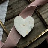 Stationery - Petite Foiled Heart Handmade Paper Letterpress Enclosure - OBLATION PAPERS AND PRESS