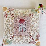 Fabric cushions - Embroidered Floral Cushion by Tharangini Studio - NEST
