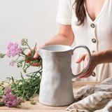 Carafes - Nature Shape Smooth White Pitcher - EGG BACK HOME