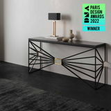 Consoles - SOLIS - l'élégante console en béton au design ARTDECO - raffinée avec des feuilles dorées - CO33 EXKLUSIVE BETONMÖBEL