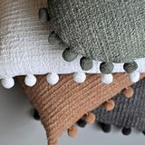 Coussins textile - Coussins à pompons tissés main - MAISON LILO