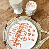 Everyday plates - White ceramic plate with ATLAS TERRACOTTA patern - LALLA DE MOULATI