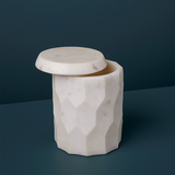 Bathroom storage - Faceted White Marble Canisters - BE HOME
