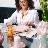 Decorative objects - BLUE PINK AND GREEN ceramic mug - IOM INES-OLYMPE MERCADAL