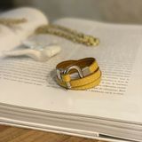 Bijoux - Bracelet en cuir moutarde - L'ATELIER DES CREATEURS