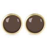 Jewelry - Ears studs Queen Size surgical stainless steel Flash gold - Moka - LES MINIS D'EMILIE
