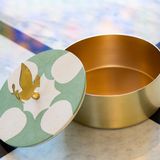Storage boxes - Tiled Brass Box With A Bird Handle - ASMA'S CRAFTS