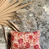 Fabric cushions - Esha pink and beige floral cushion cover - TERRE AMBRÉE