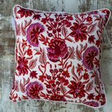 Fabric cushions - Esha pink and red floral cushion cover - TERRE AMBRÉE