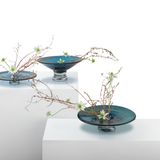 Vases - vase plat, bol rond, plateau conique, verre tourné, bleu foncé : ALAIN - ELEMENT ACCESSORIES