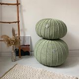Footrests - Round knitted pouf footrest RIBS - ANZY HOME