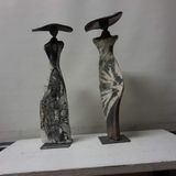 Sculptures, statuettes and miniatures - Silhouettes woman four-handed sculpture lace and mosaic - MARIE JUGE SCULPTEUR