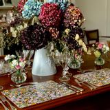 Placemats - S&B MARBLE Cork-Backed Placemat in Green, Rose Pink & Orange - SUMMERILL AND BISHOP
