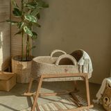 Baby furniture - Hooded Moses basket with macrame decor and rocking stand - ANZY HOME