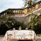 Kitchen linens - "Coral Bay" Linen tablecloth - NAPKING BY BELLAVIA