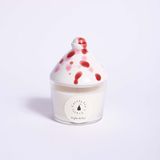 Gifts - 140gr soy wax candle with fuchsia and red spotted ceramic extinguisher - CAROLA FRA I TRULLI