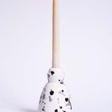 Decorative objects - black and white spotted ceramic candlestick - CAROLA FRA I TRULLI