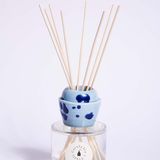 Scent diffusers - 200 ml Juniper Berry Diffuser with Celeste and Blue spotted Ceramic Ring - CAROLA FRA I TRULLI