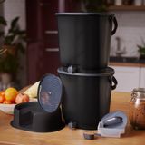 Kitchens furniture - Garden composter- BOKASHI ORGANKO ESSENTIAL SET + BASE (black) - Plastics Recycling Awards Finalist - PLASTIKA SKAZA - EXCEEDING EXPECTATIONS