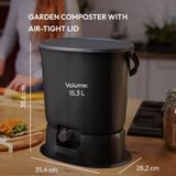 Kitchens furniture - Garden composter - BOKASHI ORGANKO ESSENTIAL + BASE (black) made from recycled plastics - PLASTIKA SKAZA - EXCEEDING EXPECTATIONS