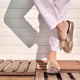Shoes - Golden Glamour: Luxe Gold Leather Mules - ATELIER COSTÀ