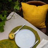 Coussins textile - Housse de coussin 100% lin 45x45 - Motif ARRASTA PÉ couleur jaune ABACAXI - SABIÁ DESIGN