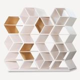 Bookshelves - Modern Hobart Bookcase, Beige & Gold Bronze, Handmade in Portugal by Greenapple - GREENAPPLE DESIGN INTERIORS