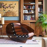 Armchairs - MW05| Armchair with brown glass walls & brown Soshagro scabbards - MW Exclusive - MOJOW