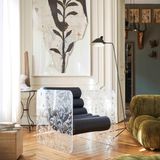 Lawn armchairs - MW02 Couture Collection | Armchair with PMMA sides inlaid with feathers & Soshagro anthracite covers - MW Exclusive - MW DESIGNER FURNITURE