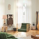 Lawn armchairs - MW02 Couture Collection | Armchair with PMMA walls encrusted with gold leaf & green Soshagro scabbards - MW Exclusive - MW DESIGNER FURNITURE