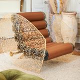 Lawn armchairs - MW05 Couture Collection | Armchair with PMMA walls encrusted with gold leaf & brown Soshagro covers - MW Exclusive - MW DESIGNER FURNITURE