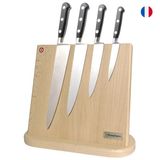 Kitchen utensils - Handmade magnetic varnished beech knife holder made in France - MANUFRANCE
