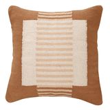 Coussins textile - Coussin décoratif Earth Stripe fabriqué à la main, rouille, 18 x 18 pouces - CASA AMAROSA