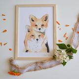Poster - Renard family - LES AQUARELLES DE MARLENE