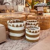 Laundry baskets - Seagrass and macrame laundry basket (Bali) - PO10 - BALINAISA