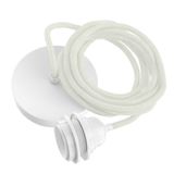 Hanging lights - Hang-1 French Linen Ceiling Lamp - 1 Wire 2.50m - White Headlamp and Socket. - HOOPZÏ